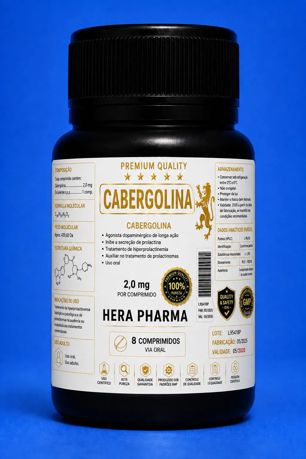 Cabergolina 8 comprimidos 2 mg